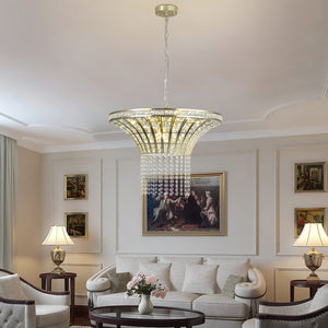 HomeRoots Clear Crystal Chandelier Ceiling Light - Elegant Three-Tier Design for Timeless Illumination & Style 568142