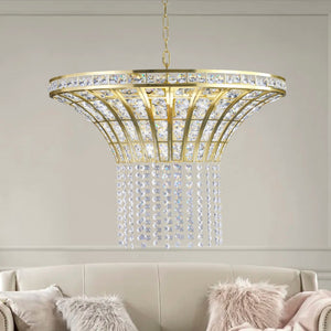 HomeRoots Clear Crystal Chandelier Ceiling Light - Elegant Three-Tier Design for Timeless Illumination & Style 568142