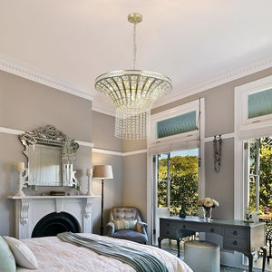 HomeRoots Clear Crystal Chandelier Ceiling Light - Elegant Three-Tier Design for Timeless Illumination & Style 568142
