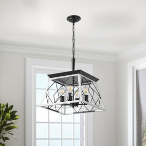 HomeRoots White Four-Light Metal Chandelier with Adjustable White Shades for Timeless Elegance & Warm Glow 568143