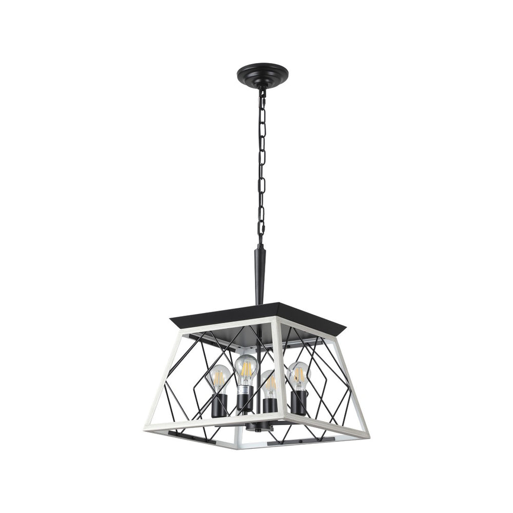 HomeRoots White Four-Light Metal Chandelier with Adjustable White Shades for Timeless Elegance & Warm Glow 568143
