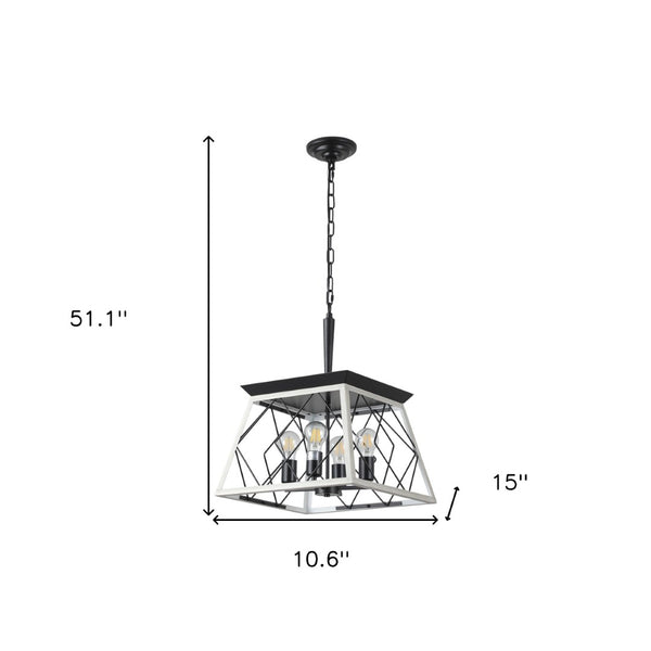 HomeRoots White Four-Light Metal Chandelier with Adjustable White Shades for Timeless Elegance & Warm Glow 568143