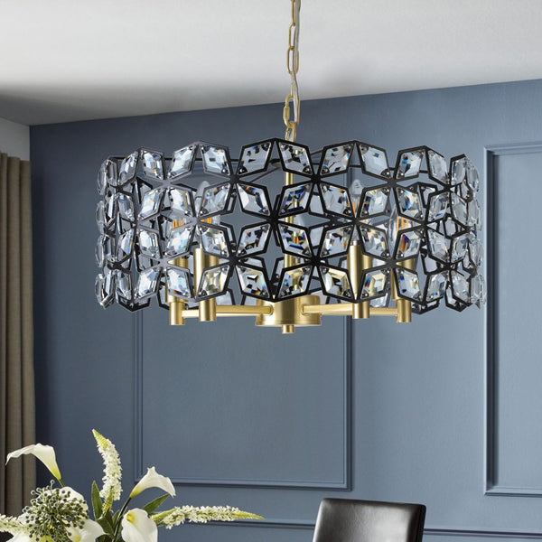 HomeRoots Clear Five-Light Crystal Chandelier - Elegant Illumination for Entryways, Dining Rooms & More! 568144