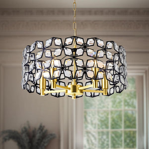 HomeRoots Clear Five-Light Crystal Chandelier - Elegant Illumination for Entryways, Dining Rooms & More! 568144