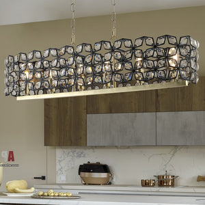 HomeRoots Clear Crystal Chandelier Ceiling Light - Elegant Three-Tier Design for Home Décor & Ambient Illumination 568145