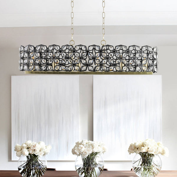 HomeRoots Clear Crystal Chandelier Ceiling Light - Elegant Three-Tier Design for Home Décor & Ambient Illumination 568145