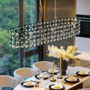 HomeRoots Clear Crystal Chandelier Ceiling Light - Elegant Three-Tier Design for Home Décor & Ambient Illumination 568145