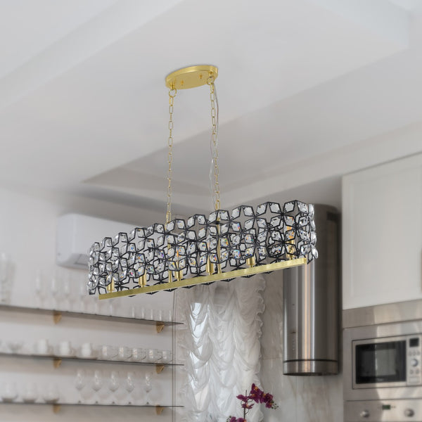 HomeRoots Clear Crystal Chandelier Ceiling Light - Elegant Three-Tier Design for Home Décor & Ambient Illumination 568145
