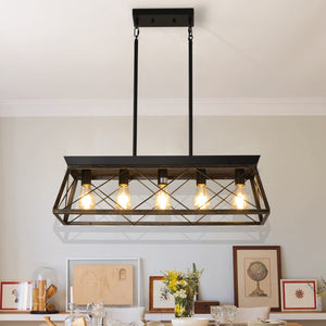 HomeRoots Gold Modern Chandelier with Black Metal Finish - Adjustable Ceiling Light for Stylish Interiors 568146