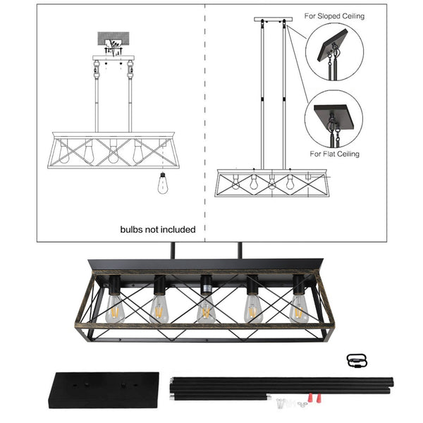 HomeRoots Gold Modern Chandelier with Black Metal Finish - Adjustable Ceiling Light for Stylish Interiors 568146
