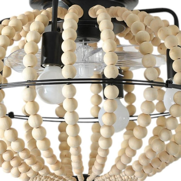 HomeRoots White Semi-Flush Chandelier with Smart Features, Adjustable Brightness, and Elegant White Shades 568147