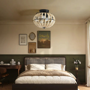 HomeRoots White Semi-Flush Chandelier with Smart Features, Adjustable Brightness, and Elegant White Shades 568147