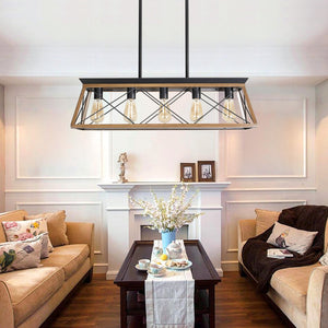 HomeRoots Brown Five-Light Metal Chandelier with Adjustable Hanging Length for Elegant Home Illumination 568148