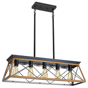HomeRoots Brown Five-Light Metal Chandelier with Adjustable Hanging Length for Elegant Home Illumination 568148