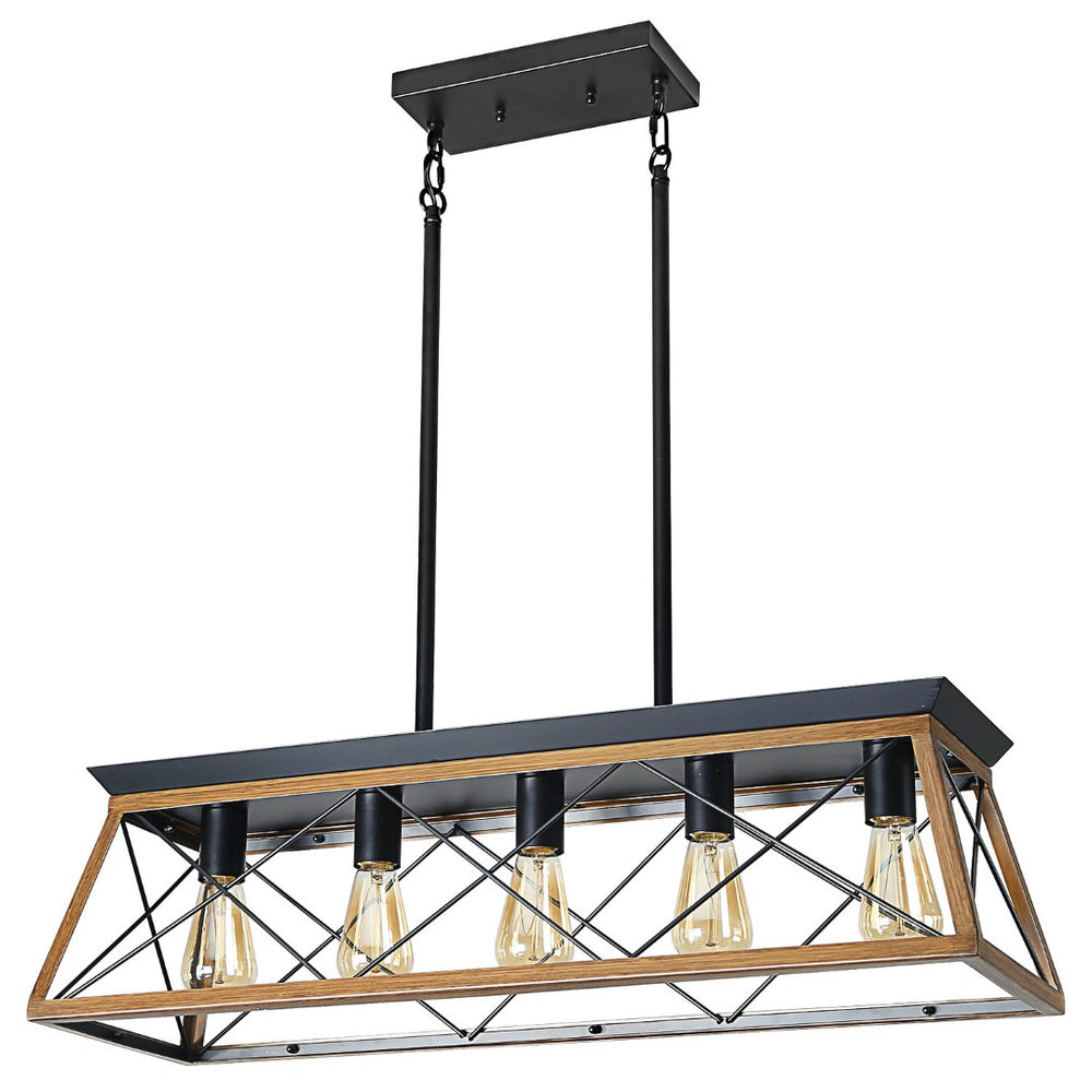 HomeRoots Brown Five-Light Metal Chandelier with Adjustable Hanging Length for Elegant Home Illumination 568148
