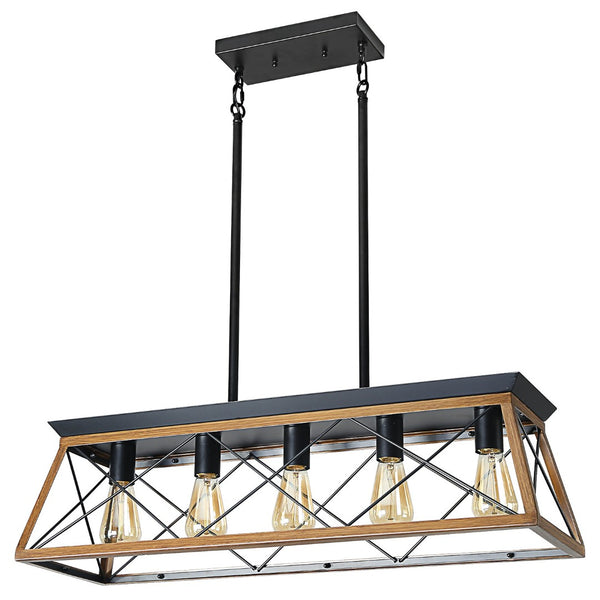HomeRoots Brown Five-Light Metal Chandelier with Adjustable Hanging Length for Elegant Home Illumination 568148