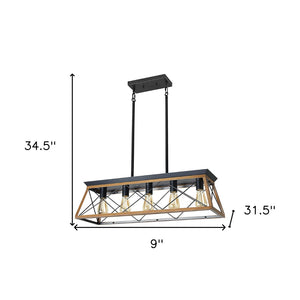 HomeRoots Brown Five-Light Metal Chandelier with Adjustable Hanging Length for Elegant Home Illumination 568148
