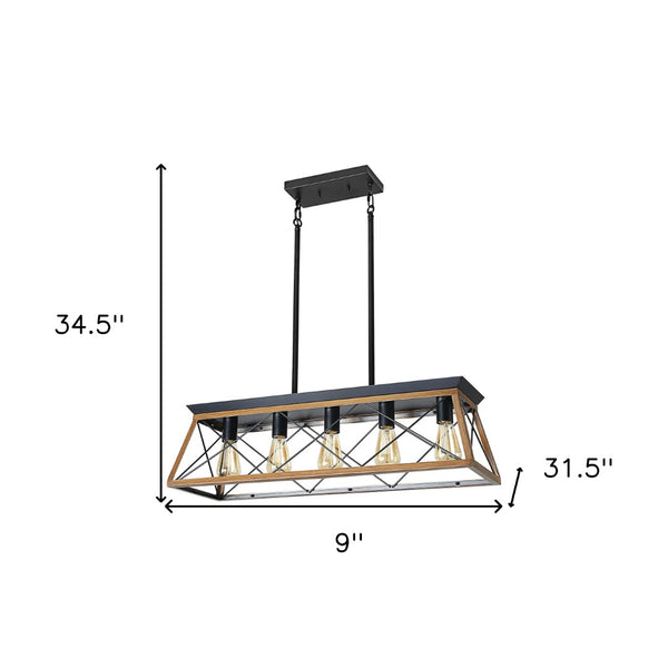 HomeRoots Brown Five-Light Metal Chandelier with Adjustable Hanging Length for Elegant Home Illumination 568148