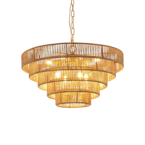 HomeRoots Brown Eight-Light Metal Chandelier with Adjustable Hanging Length for Modern & Classic Interiors 568149