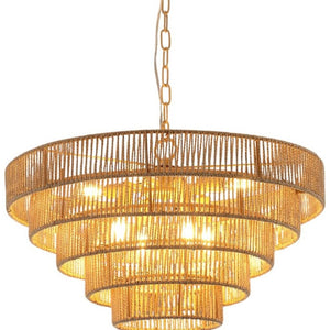 HomeRoots Brown Eight-Light Metal Chandelier with Adjustable Hanging Length for Modern & Classic Interiors 568149