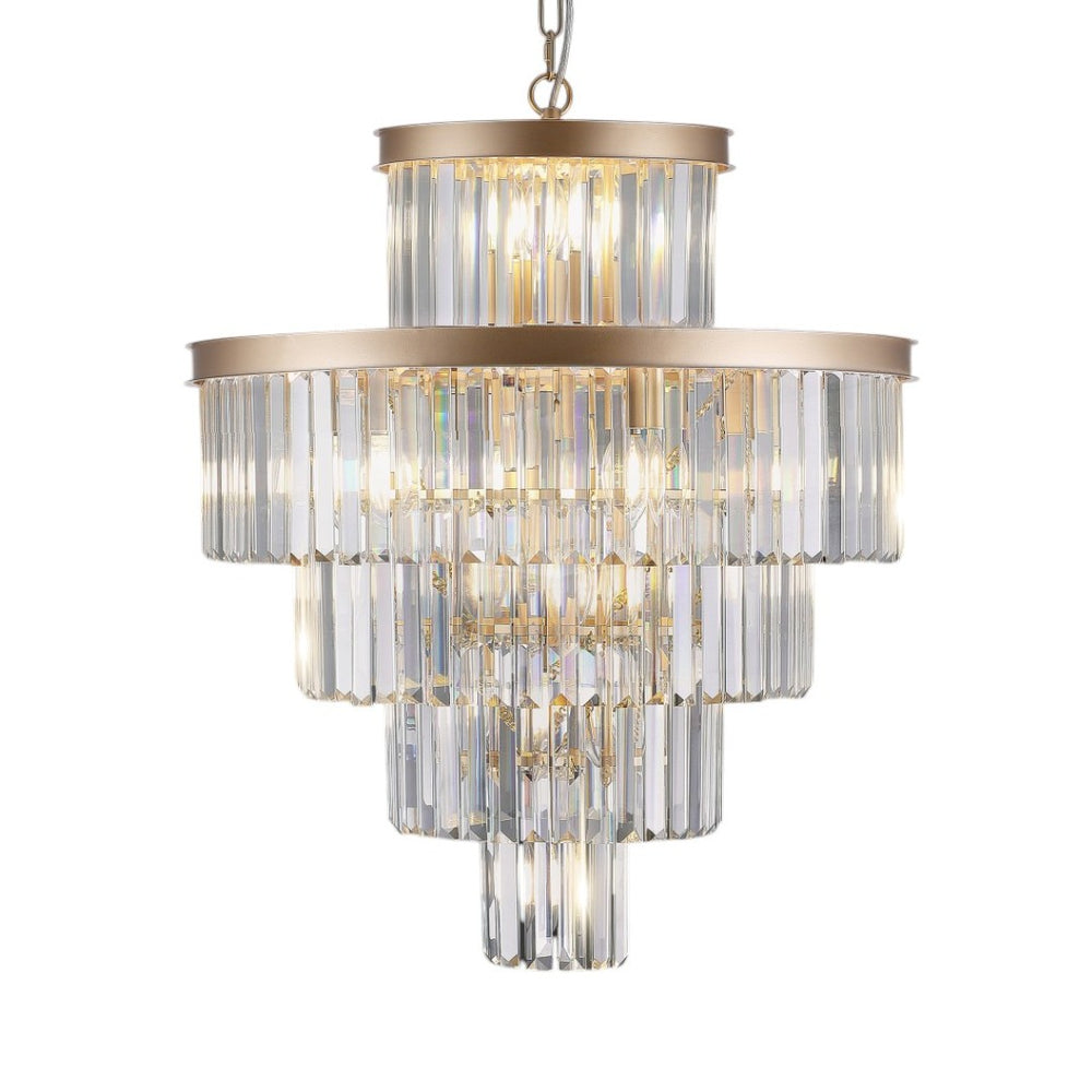 HomeRoots Gold Multi-Light Chandelier with Adjustable Hanging Length and Elegant Gold Shades for Any Room 568150