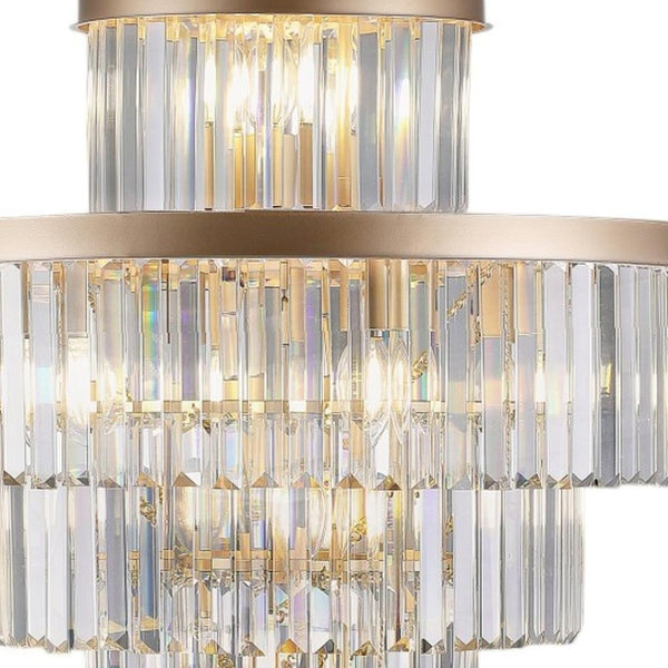 HomeRoots Gold Multi-Light Chandelier with Adjustable Hanging Length and Elegant Gold Shades for Any Room 568150