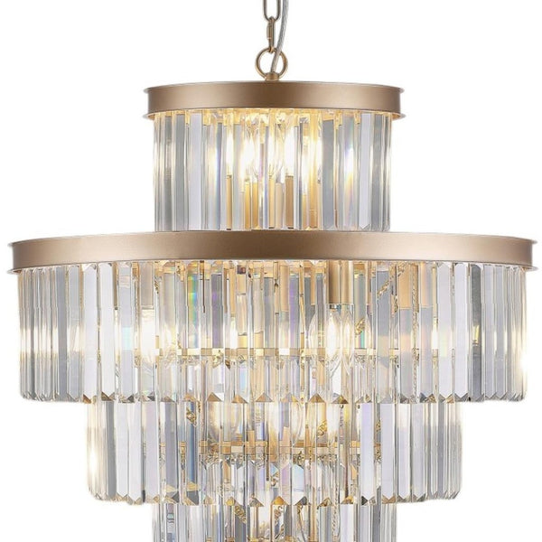 HomeRoots Gold Multi-Light Chandelier with Adjustable Hanging Length and Elegant Gold Shades for Any Room 568150