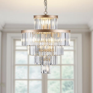 HomeRoots Gold Multi-Light Chandelier with Adjustable Hanging Length and Elegant Gold Shades for Any Room 568150