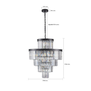 HomeRoots Black Multi-Tiered Metal Chandelier with Black Shades - Modern Adjustable Lighting for Any Space 568151