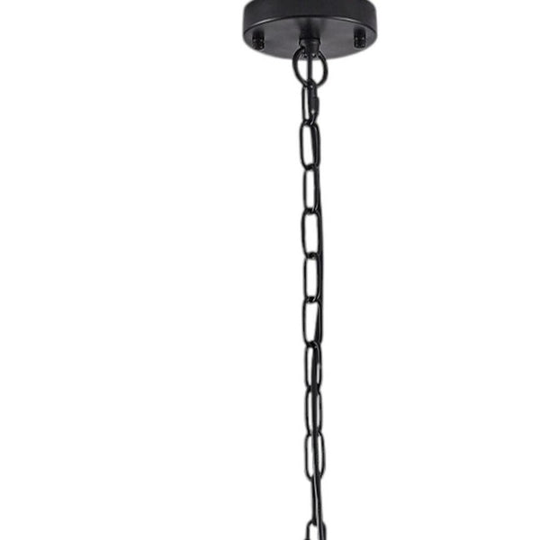 HomeRoots Black Multi-Tiered Metal Chandelier with Black Shades - Modern Adjustable Lighting for Any Space 568151