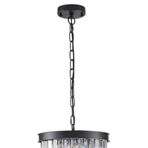 HomeRoots Black Multi-Tiered Metal Chandelier with Black Shades - Modern Adjustable Lighting for Any Space 568151