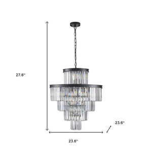 HomeRoots Black Multi-Tiered Metal Chandelier with Black Shades - Modern Adjustable Lighting for Any Space 568151