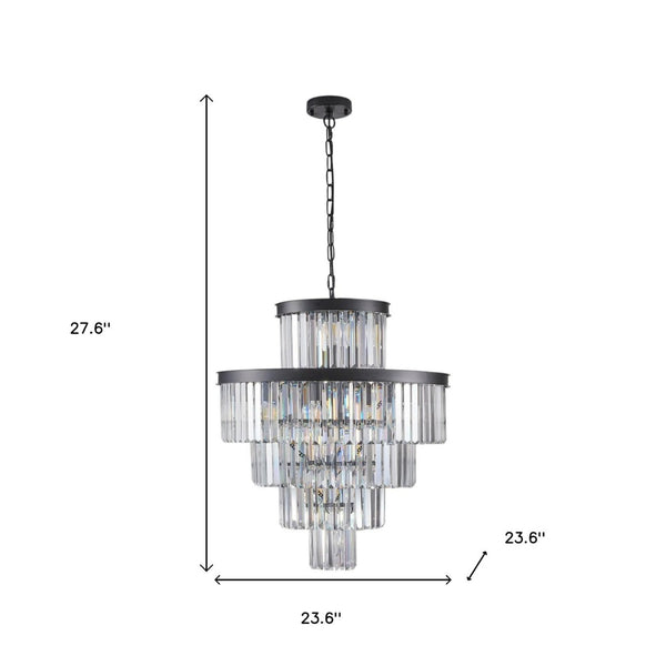 HomeRoots Black Multi-Tiered Metal Chandelier with Black Shades - Modern Adjustable Lighting for Any Space 568151