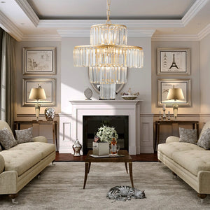 HomeRoots Gold Tiered Chandelier Ceiling Light Fixture – Elegant Metal Design for High Ceilings & Dining Areas 568154