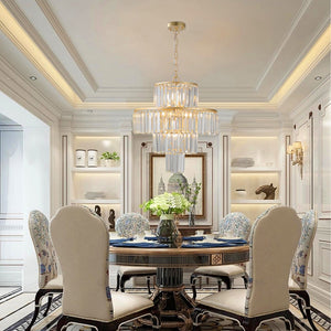 HomeRoots Gold Tiered Chandelier Ceiling Light Fixture – Elegant Metal Design for High Ceilings & Dining Areas 568154
