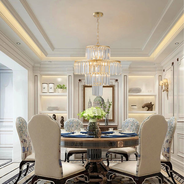HomeRoots Gold Tiered Chandelier Ceiling Light Fixture – Elegant Metal Design for High Ceilings & Dining Areas 568154