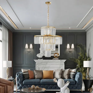 HomeRoots Gold Tiered Chandelier Ceiling Light Fixture – Elegant Metal Design for High Ceilings & Dining Areas 568154