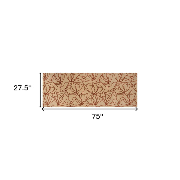 Homeroots 6' Beige And Bronze Floral Washable Non Skid Area Rug With Uv Protection  Synthetic 568158