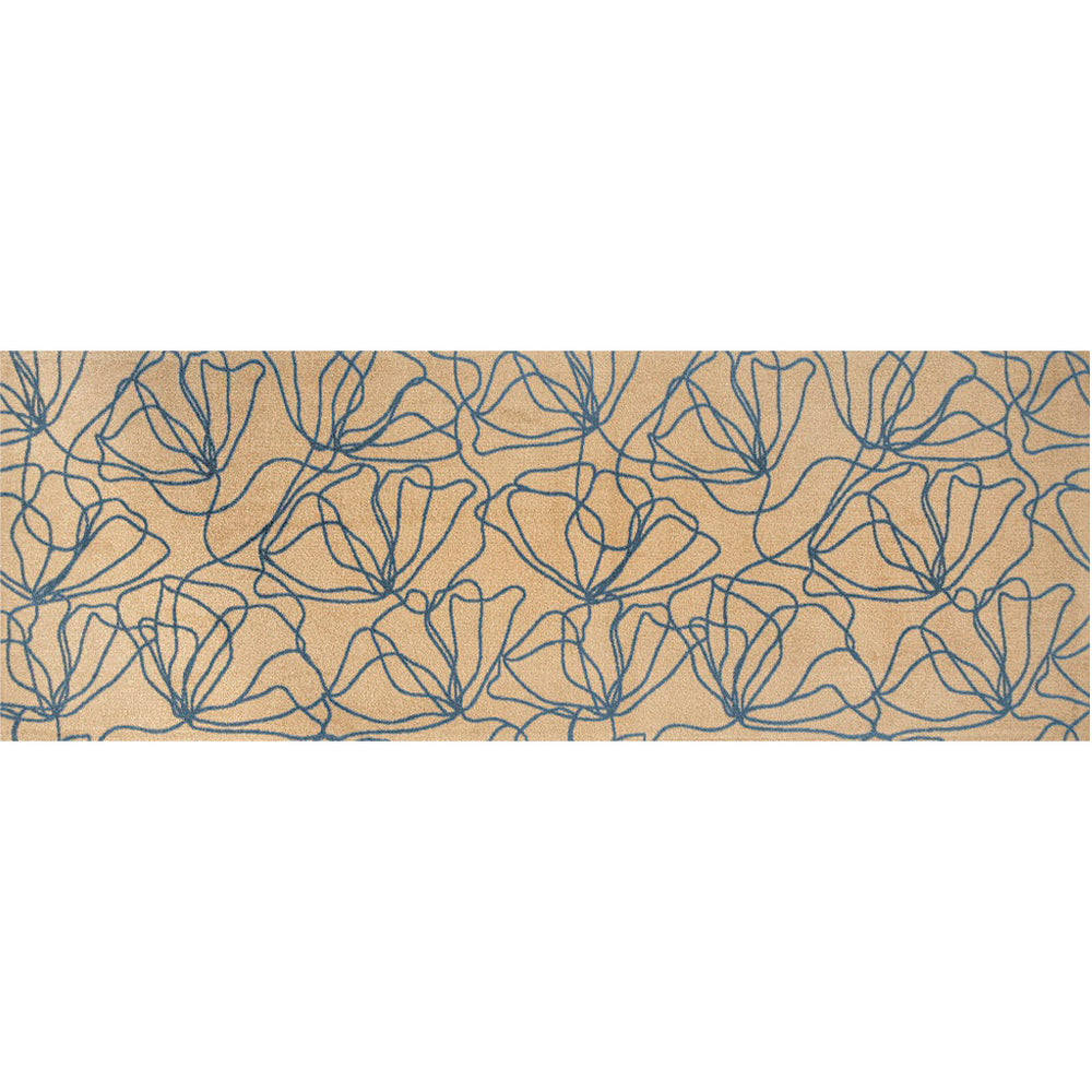 Homeroots 6' Beige And Blue Floral Washable Non Skid Area Rug With Uv Protection  Synthetic 568161