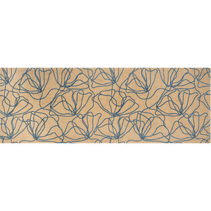 Homeroots 6' Beige And Blue Floral Washable Non Skid Area Rug With Uv Protection  Synthetic 568161