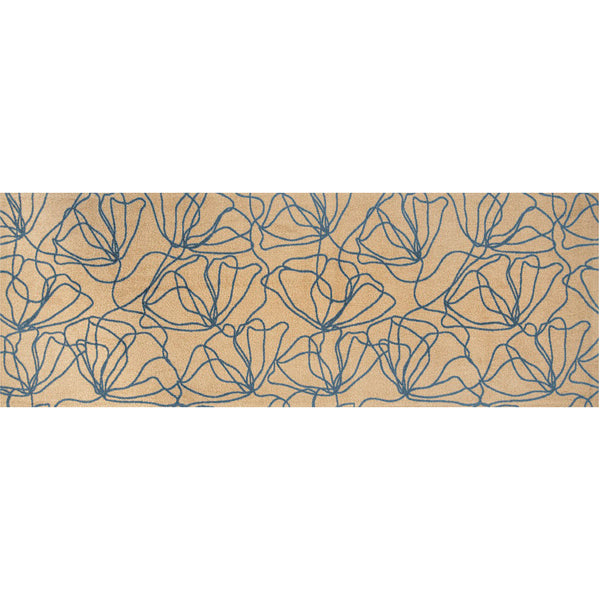 Homeroots 6' Beige And Blue Floral Washable Non Skid Area Rug With Uv Protection  Synthetic 568161
