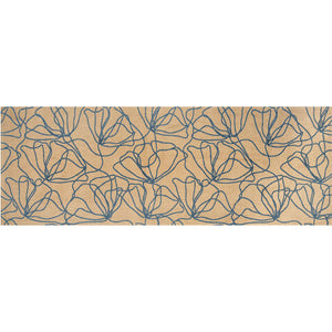 Homeroots 6' Beige And Blue Floral Washable Non Skid Area Rug With Uv Protection  Synthetic 568161