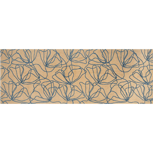 Homeroots 6' Beige And Blue Floral Washable Non Skid Area Rug With Uv Protection  Synthetic 568161