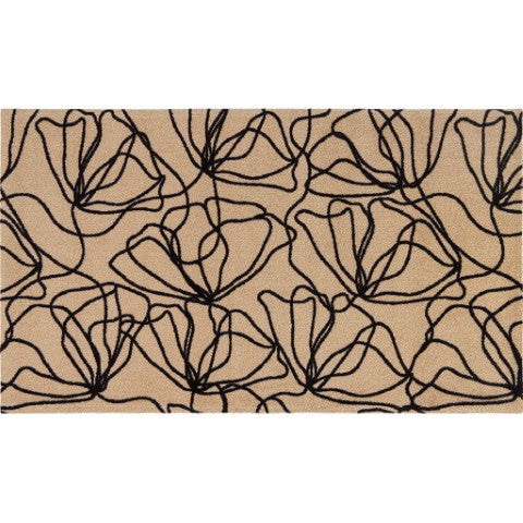 Homeroots 2' X 4' Stylish Black & Off-white Floral Washable Area Rug With Uv Protection & Non-skid Design  Nylon 568163