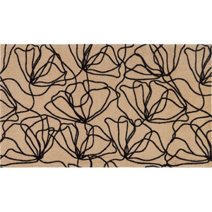Homeroots 2' X 4' Stylish Black & Off-white Floral Washable Area Rug With Uv Protection & Non-skid Design  Nylon 568163