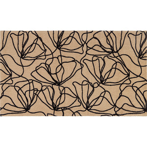 Homeroots 2' X 4' Stylish Black & Off-white Floral Washable Area Rug With Uv Protection & Non-skid Design  Nylon 568163