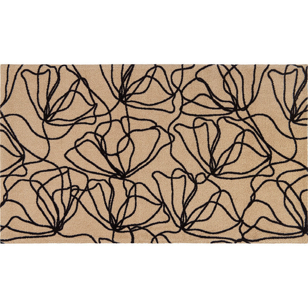Homeroots 2' X 4' Stylish Black & Off-white Floral Washable Area Rug With Uv Protection & Non-skid Design  Nylon 568163
