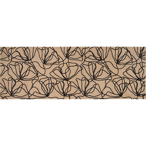Homeroots 6' Beige And Black Floral Washable Runner Rug With Uv Protection  Synthetic 568164