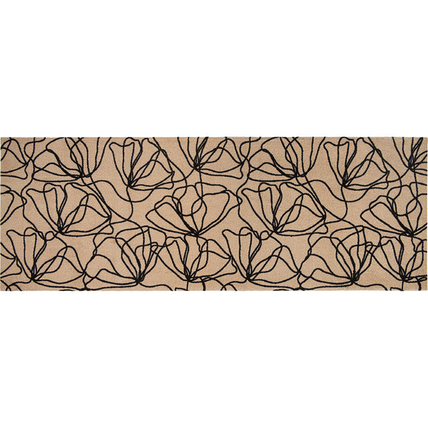 Homeroots 6' Beige And Black Floral Washable Runner Rug With Uv Protection  Synthetic 568164
