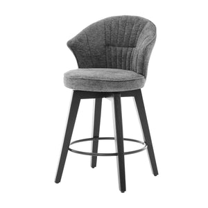 English Elm 008-Wing Upholstered Swivel Counter Stools Set of 2 with Solid Wood Legs, Chenille Comfort & 250lb Capacity DARK GREY W2636P239834